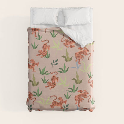 Dancing Tiger (Taupe) Duvet Cover Gallery Image 8