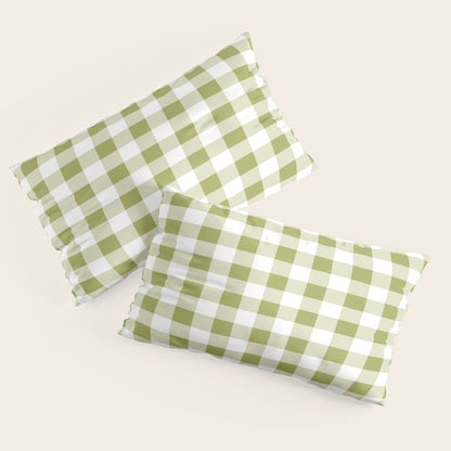 Gingham Large Green White Pillow Sham Gallery Image 4