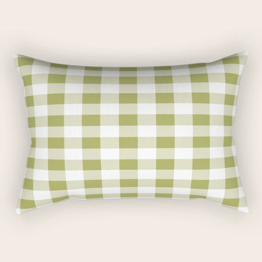 Gingham Large Green White Rectangular Pillow Gallery Image 1