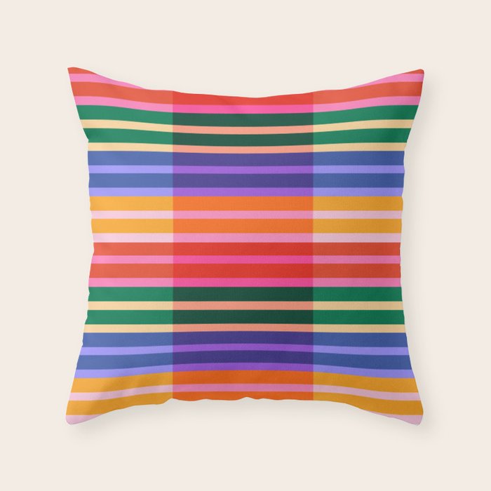 Color Block Stripes Throw Pillow Gallery Image 3