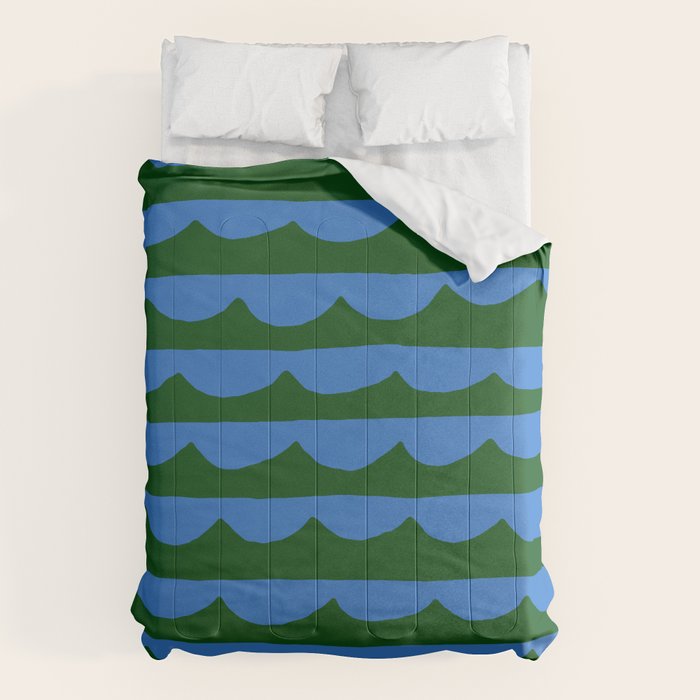 Thin Scalloped Line in blue and green Comforter Gallery Image 6
