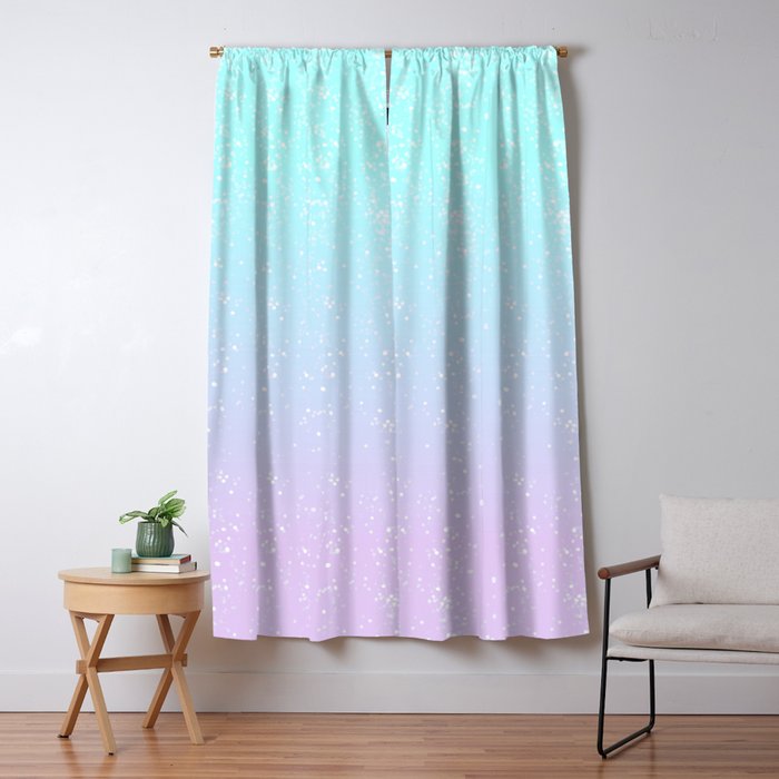 turquoise and lavender pastel bokeh effect ombre gradient Window Curtain Gallery Image 1
