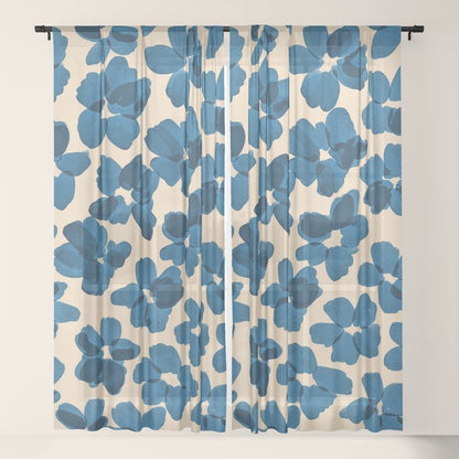 Deep Blue Flowers Window Curtain Gallery Image 17