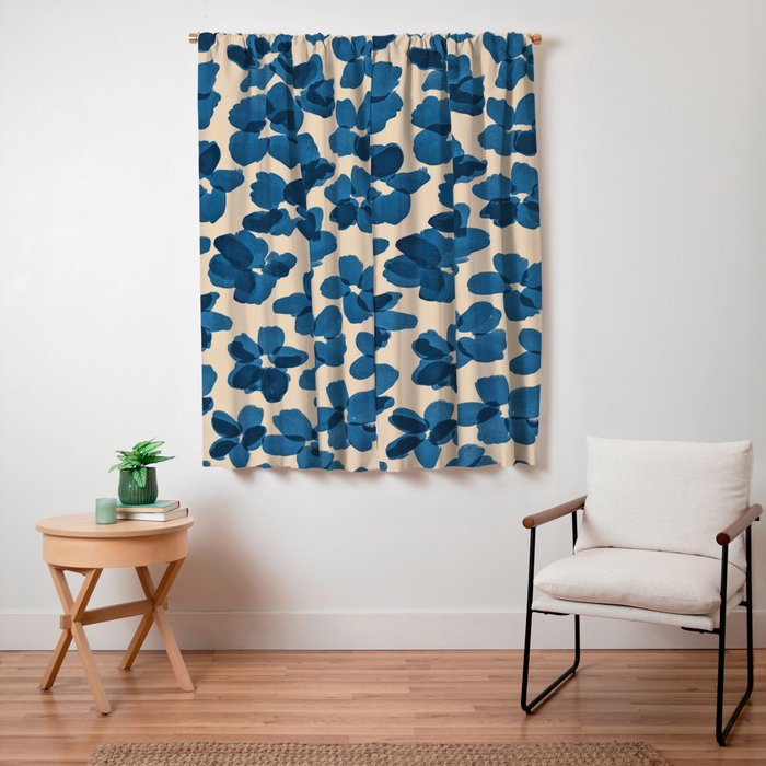 Deep Blue Flowers Window Curtain Gallery Image 7
