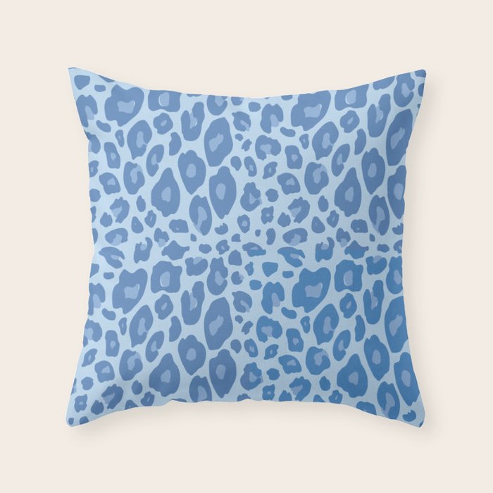 ultra bold leopard blue pastel Throw Pillow Gallery Image 4