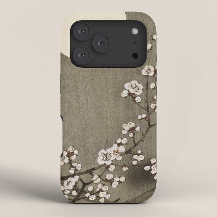 Blossoming plum tree at full moon - Vintage Japanese Woodblock Print Art iPhone Case Gallery Image 3