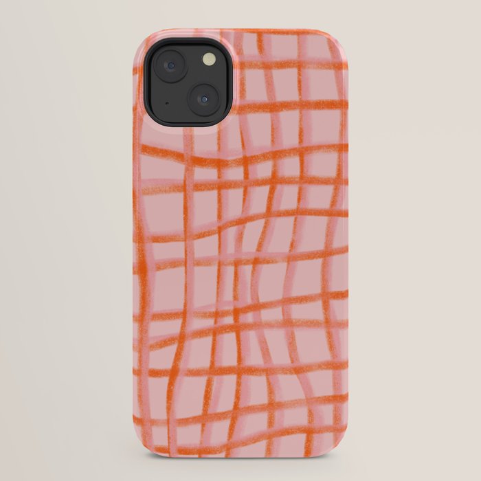 Modern abstract red and pink grids iPhone Case Gallery Image 30