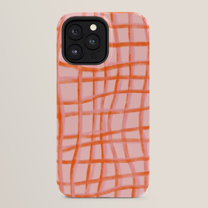 Modern abstract red and pink grids iPhone Case Gallery Image 32