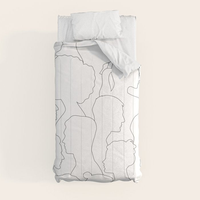 Black and white diverse people crowd pattern Comforter Gallery Image 4