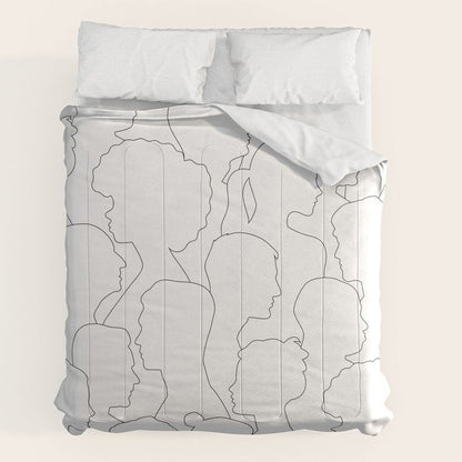 Black and white diverse people crowd pattern Comforter Gallery Image 2