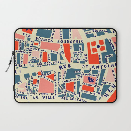 paris map blue Laptop Sleeve Gallery Image 1