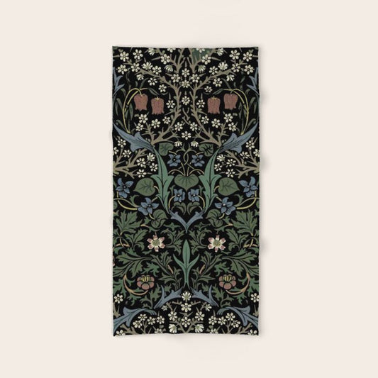 William Morris Vintage Blackthorn Dark Green 1892 Bath Towel Gallery Image 2