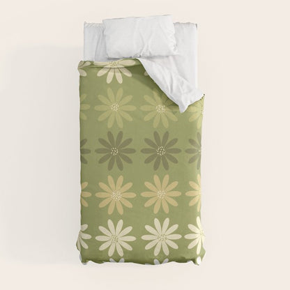 Ombre Abstract Daisies on Olive Green Duvet Cover Gallery Image 4