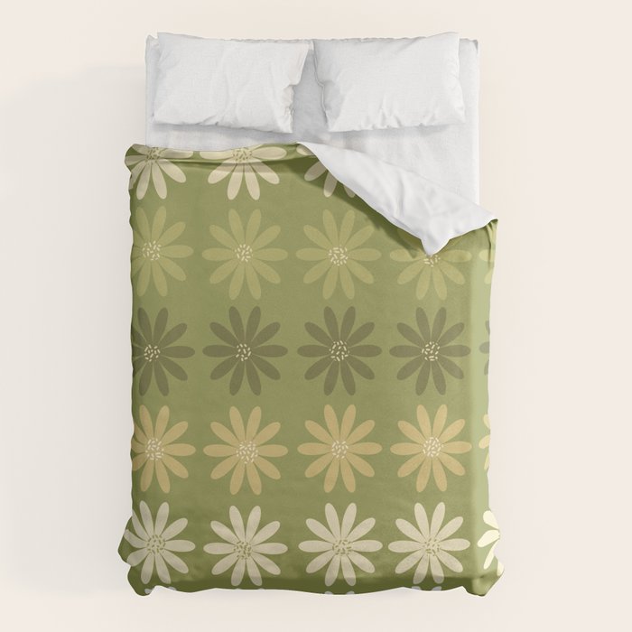Ombre Abstract Daisies on Olive Green Duvet Cover Gallery Image 6