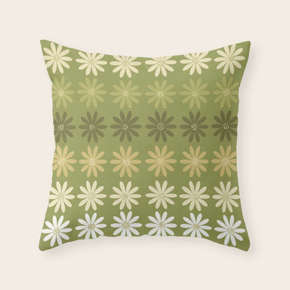 Ombre Abstract Daisies on Olive Green Throw Pillow Gallery Image 2