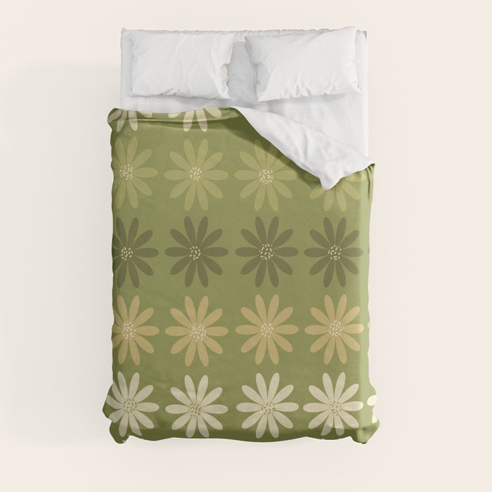 Ombre Abstract Daisies on Olive Green Duvet Cover Gallery Image 8