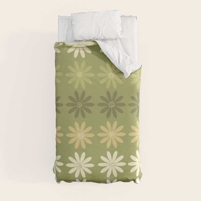Ombre Abstract Daisies on Olive Green Duvet Cover Gallery Image 9
