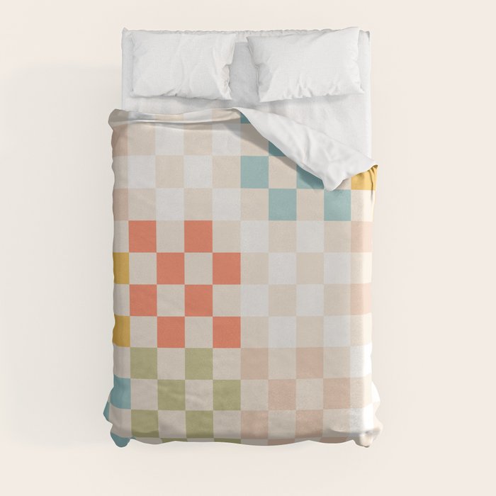 Retro Pastel Check Pattern Duvet Cover Gallery Image 8