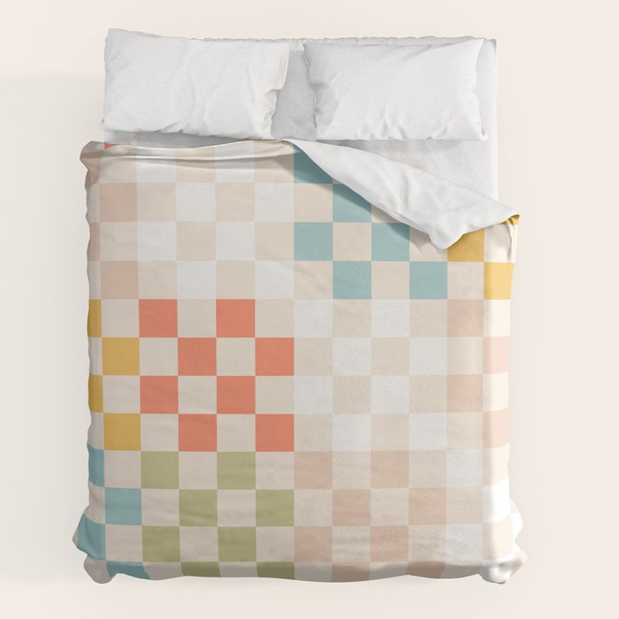 Retro Pastel Check Pattern Duvet Cover Gallery Image 2