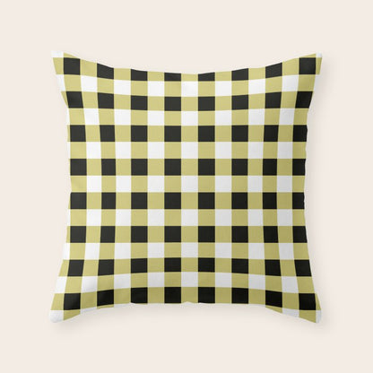 Gingham Large Yellow Black White Throw Pillow Gallery Image 3