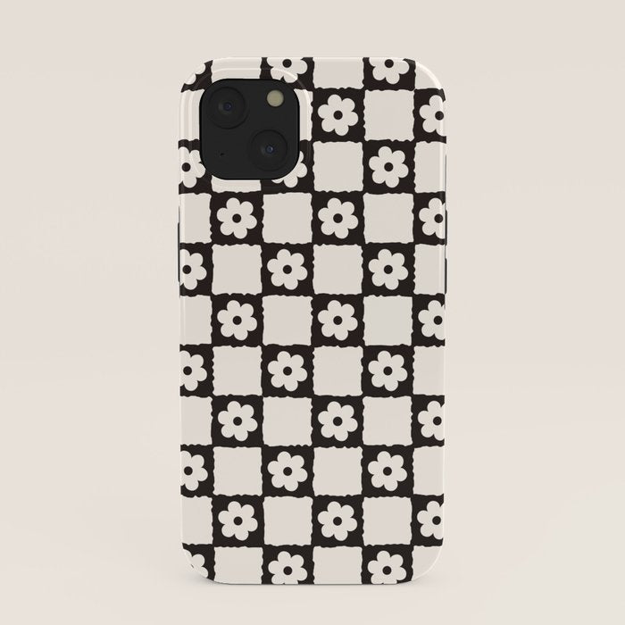 Retro Flower Checker in Black&White iPhone Case Gallery Image 37