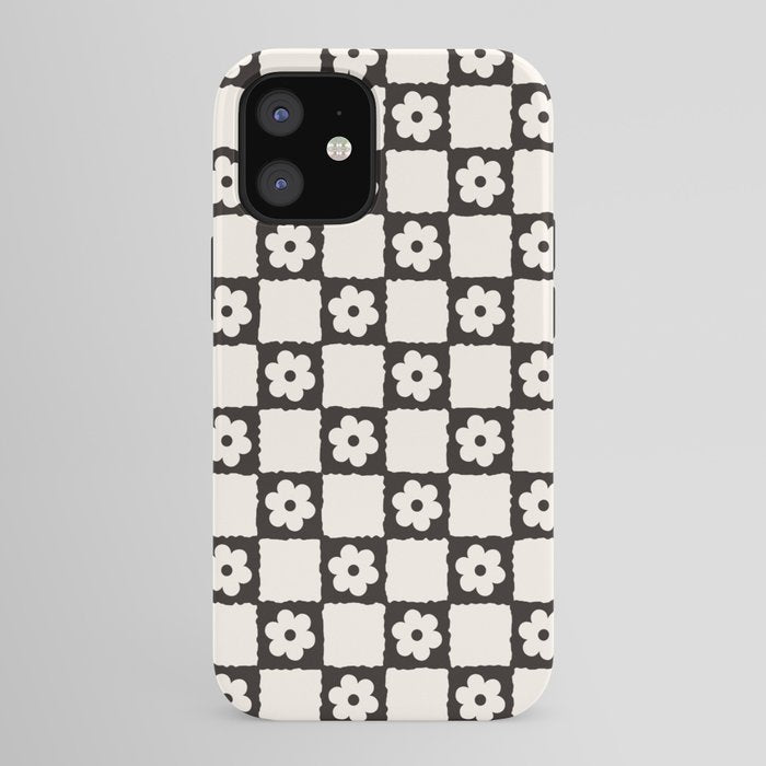 Retro Flower Checker in Black&White iPhone Case Gallery Image 41