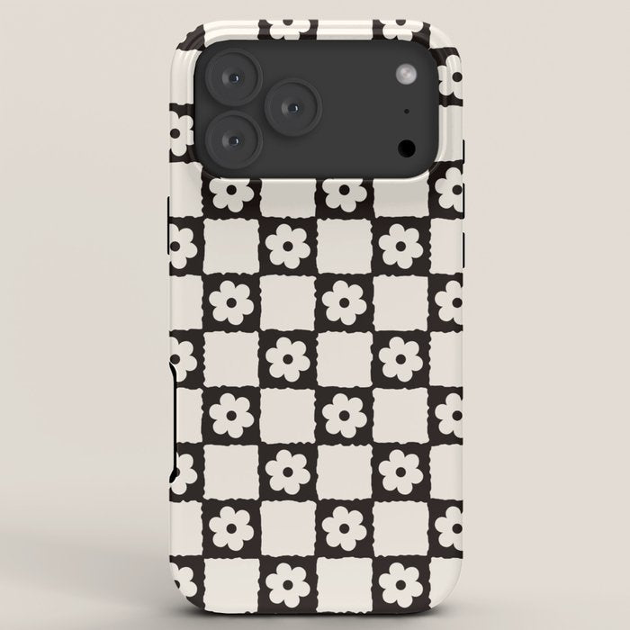 Retro Flower Checker in Black&White iPhone Case Gallery Image 8