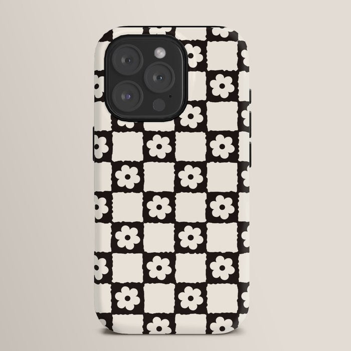 Retro Flower Checker in Black&White iPhone Case Gallery Image 15