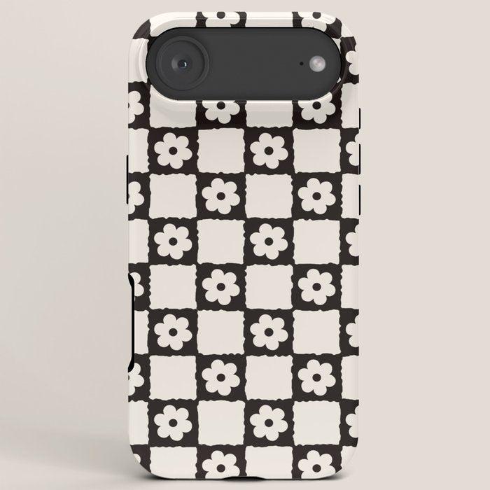 Retro Flower Checker in Black&White iPhone Case Gallery Image 6