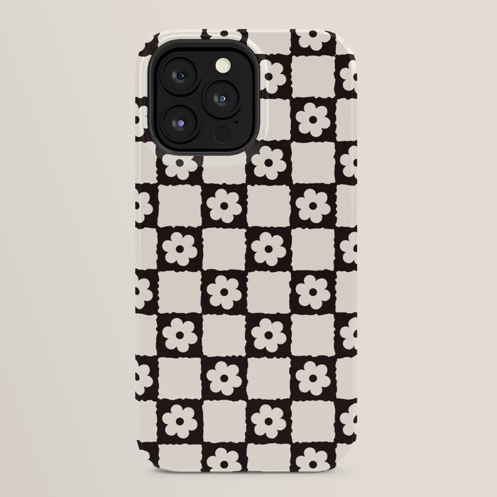 Retro Flower Checker in Black&White iPhone Case Gallery Image 24