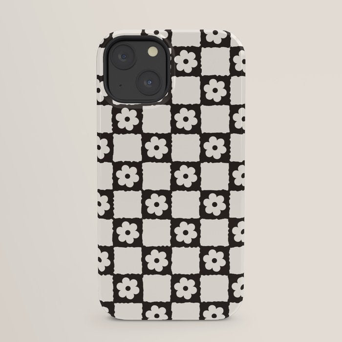 Retro Flower Checker in Black&White iPhone Case Gallery Image 21