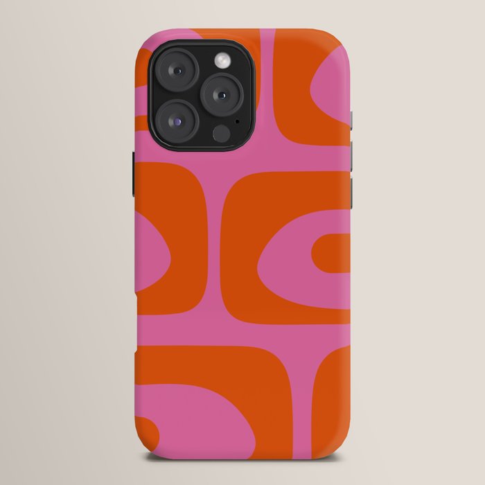 Mid-Century Modern Piquet Minimalist Abstract in Hot Pink and Retro Red Orange iPhone Case Gallery Image 16