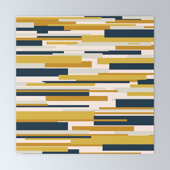 Wright Mid-Century Modern Abstract in Mustard Yellow, Navy Blue, Pale Blush Mini Art Print Gallery Image 6