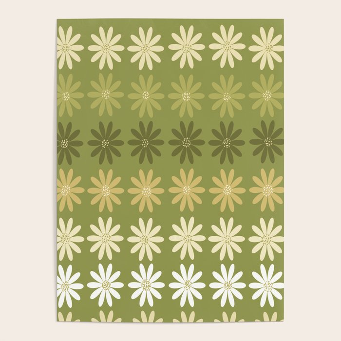 Ombre Abstract Daisies on Olive Green Poster Gallery Image 3