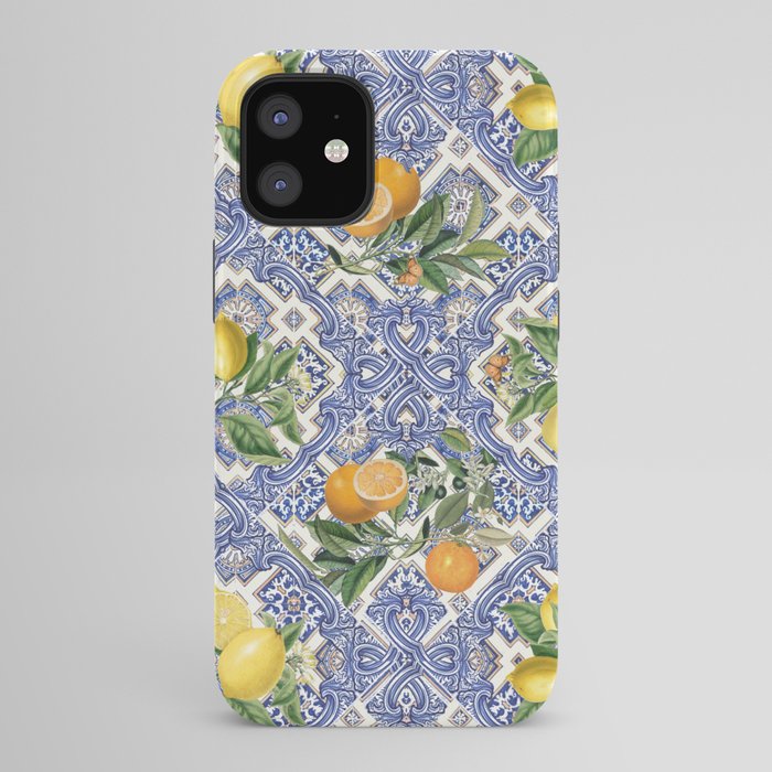 Mediterranean blue ceramic tiles, citrus fruit, lemons and oranges iPhone Case Gallery Image 42