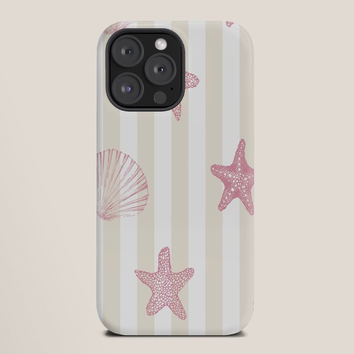 Blush Pink Seashell & Starfish on Beige and White iPhone Case Gallery Image 20