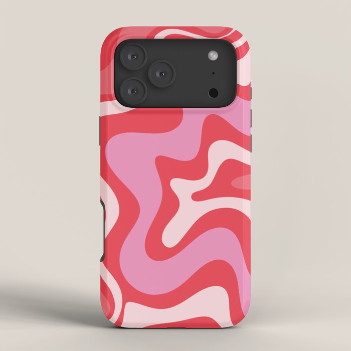 Retro Liquid Swirl Abstract Pattern Cherry Red Pink iPhone Case Gallery Image 4