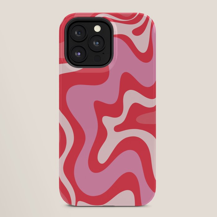 Retro Liquid Swirl Abstract Pattern Cherry Red Pink iPhone Case Gallery Image 28