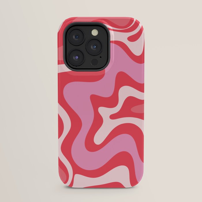 Retro Liquid Swirl Abstract Pattern Cherry Red Pink iPhone Case Gallery Image 31