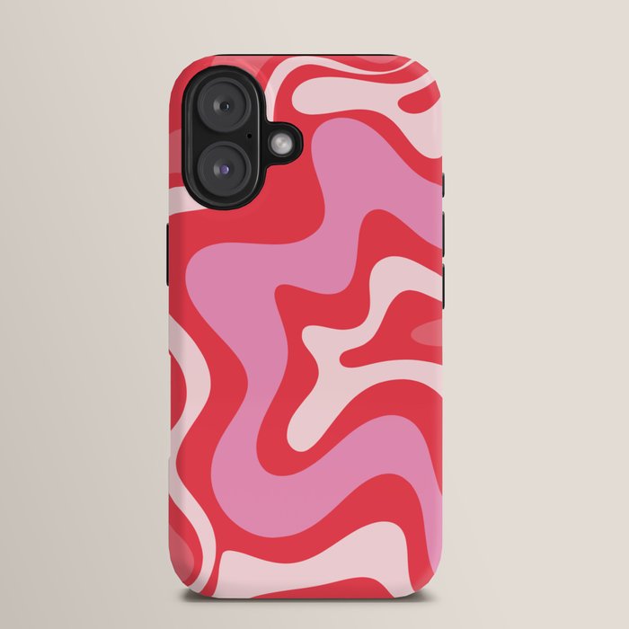 Retro Liquid Swirl Abstract Pattern Cherry Red Pink iPhone Case Gallery Image 13