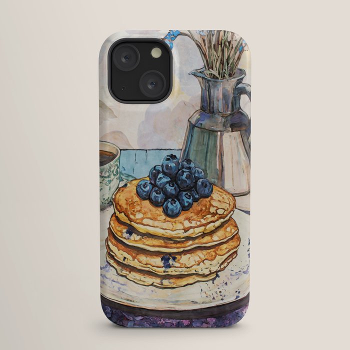 Blueberry Pancakes and Coffee Watercolor Breakfast Still Life iPhone Case Gallery Image 17