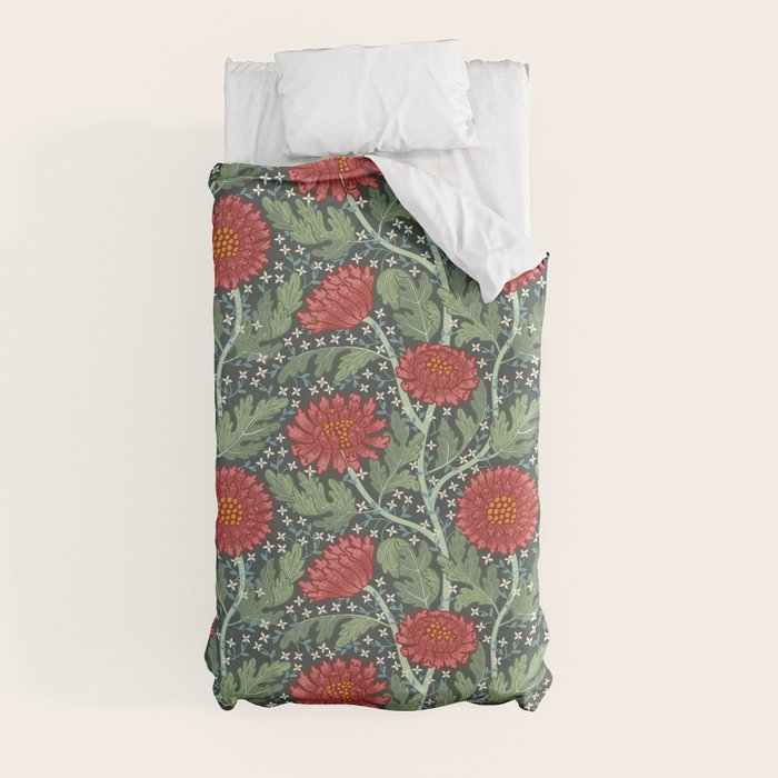 Arts and crafts red chrysanthemum pattern Duvet Cover Gallery Image 4