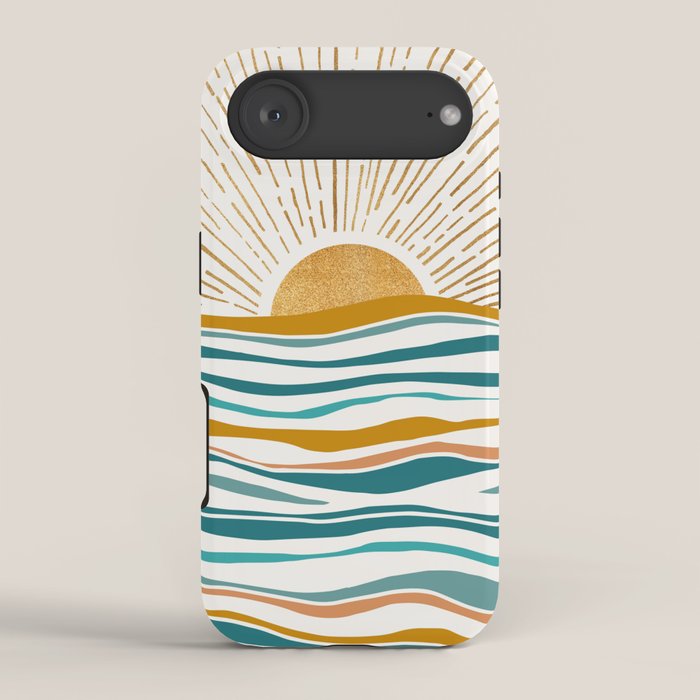 The Sun and The Sea - Gold and Teal iPhone Case Gallery Image 2