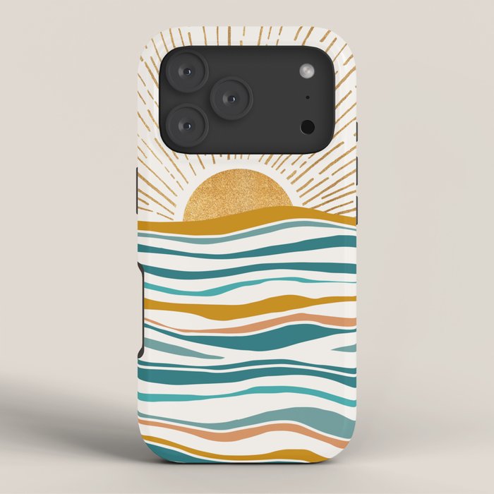 The Sun and The Sea - Gold and Teal iPhone Case Gallery Image 3