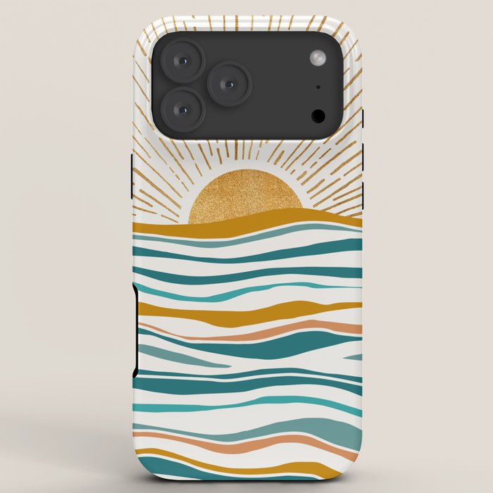 The Sun and The Sea - Gold and Teal iPhone Case Gallery Image 8