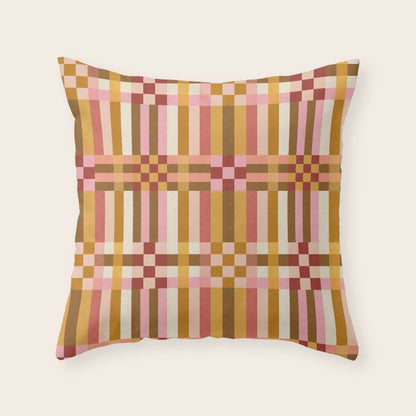 Woven Checks and Stripes - Harvest Gold Throw Pillow Gallery Image 2