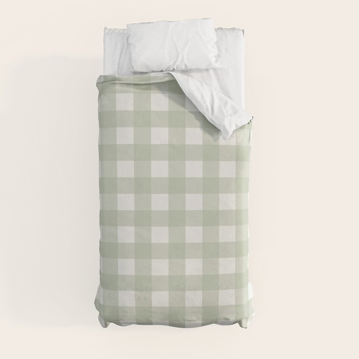 Sage Green Gingham Check Pattern Duvet Cover Gallery Image 9