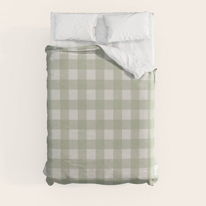 Sage Green Gingham Check Pattern Duvet Cover Gallery Image 8