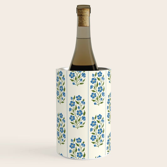 Cottagecore Inspired Blue Wildflower Pattern Wine Chiller Gallery Image 1
