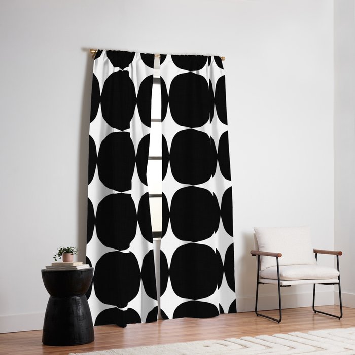 Retro '50s Shapes in Black and White Window Curtain Gallery Image 2
